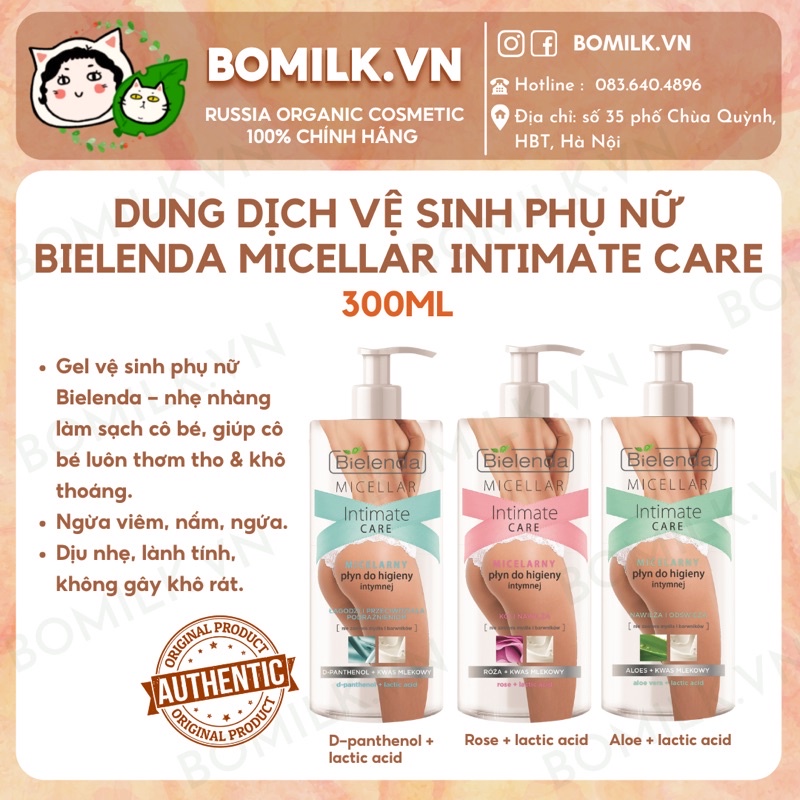 Gel dung dịch vệ sinh phụ nữ Bielenda Micellar intmate care - làm sạch, dịu nhẹ, ngừa viêm