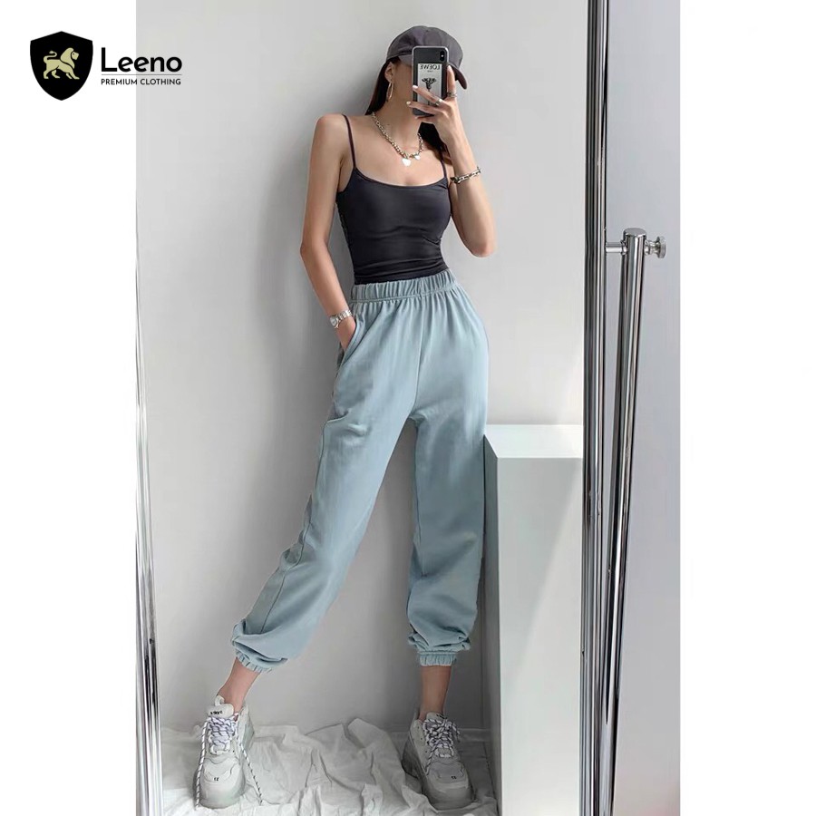 Quần Jogger nữ cạp chun bo gấu thể thao xuất dư LEENO | BigBuy360 - bigbuy360.vn