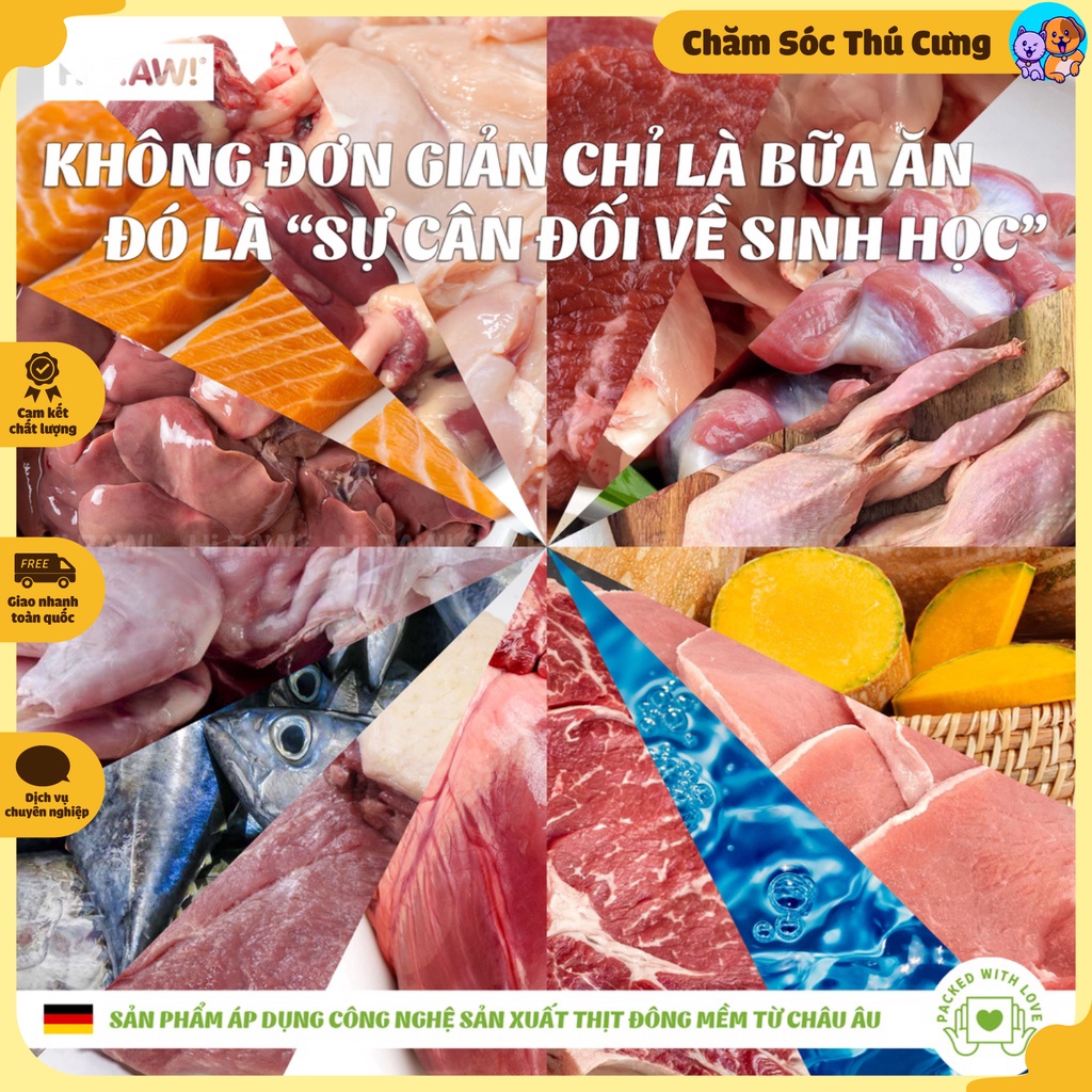 ✅[ Chất Lượng ] Thức Ăn Cho Mèo Raw Meat Row Cat Food , Hi Raw, Bảo Quản Ngăn Đông 6 tháng ( Có Sẵn )