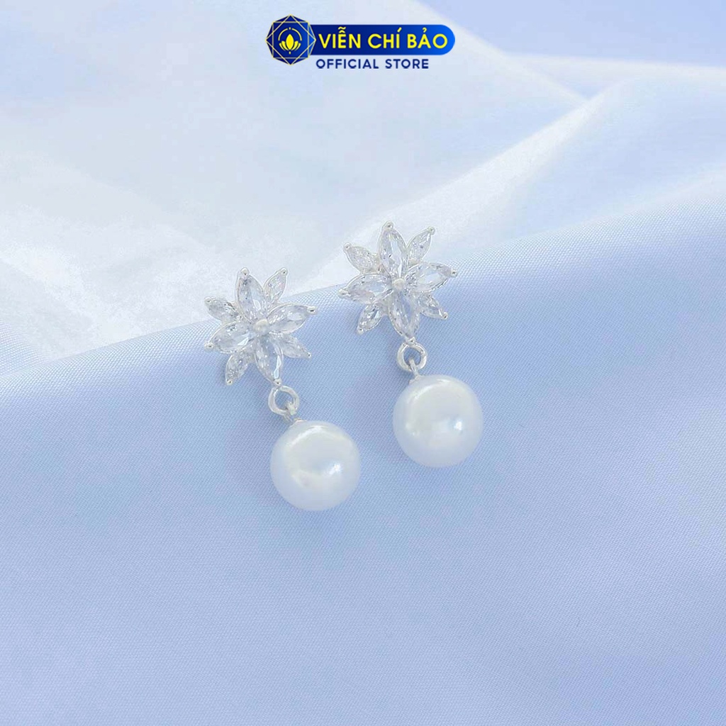 Bông tai bạc nữ Flower hạt châu chất liệu bạc 925 thời trang phụ kiện trang sức nữ Viễn Chí Bảo B400510