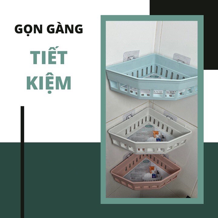 Kệ góc tường tam giác dán tường Hokori  5610 , Khay nhựa đựng đồ nhà tắm, nhà bếp đa năng