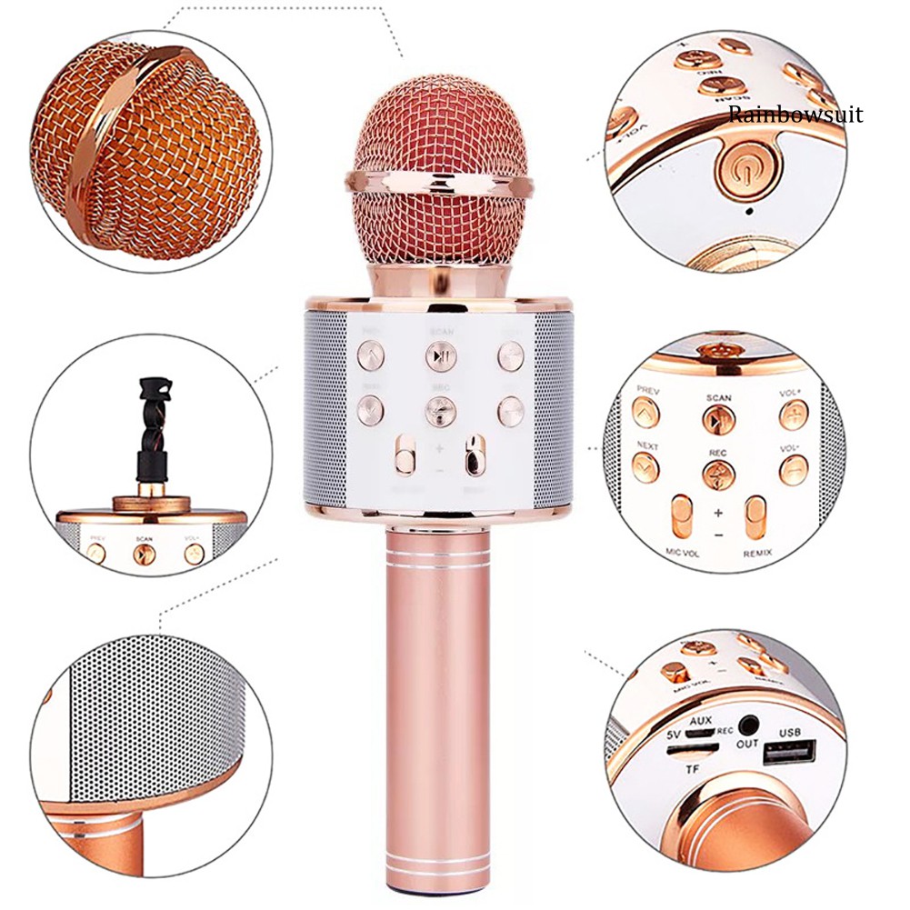 Micro Không Dây Bluetooth Cầm Tay Dùng Hát Karaoke Cao Cấp Rb-Ws858