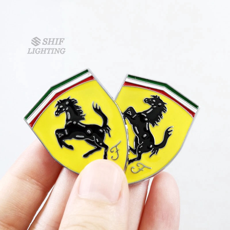 2 Miếng Dán Logo Xe Hơi Ferrari Bằng Kim Loại