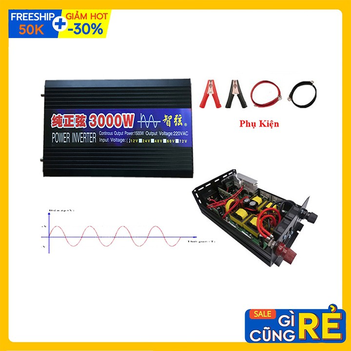 Bộ đổi nguồn 24V-220V 3000W sin chuẩn