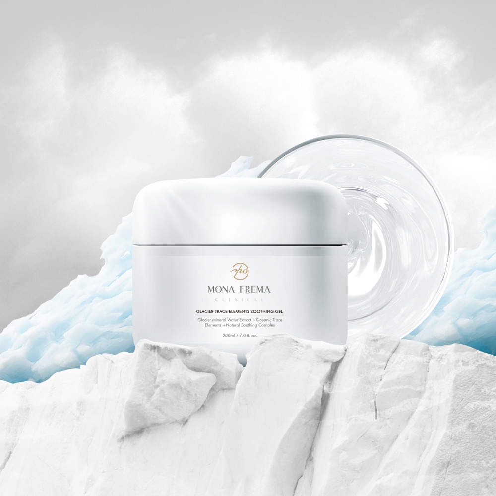 500ml size lớn Mặt nạ Mona Frema dạng gel hạ nhiệt Glacier Trace Elements Soothing Gel