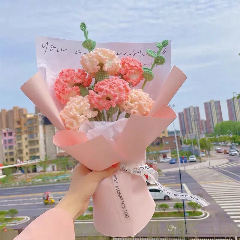 Bó Hoa Đan Len Thủ Công Thiết Kế Dễ Thương Ngày của mẹ