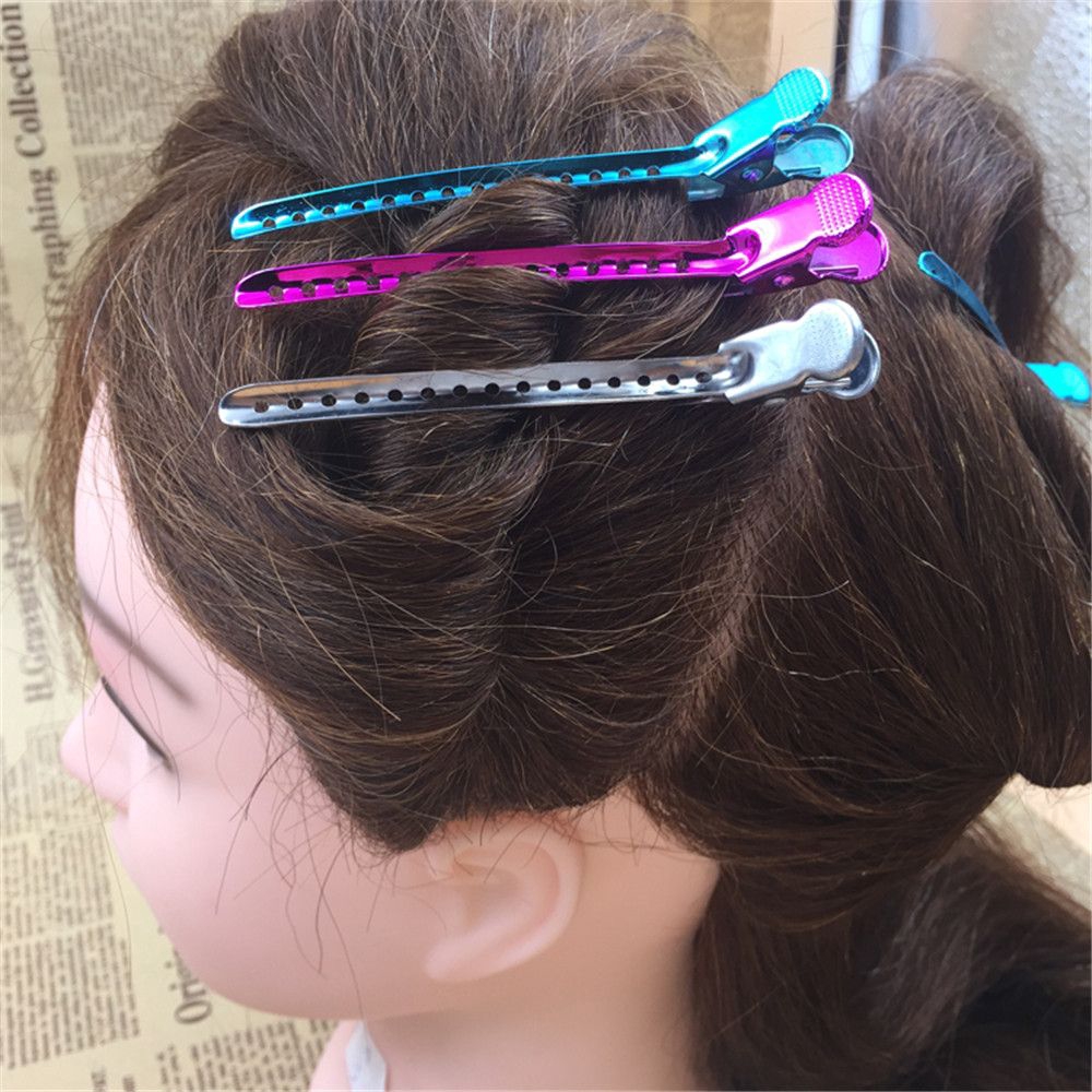 Set 6/12 kẹp chất liệu thép không gỉ chuyên dùng cho salon làm tóc