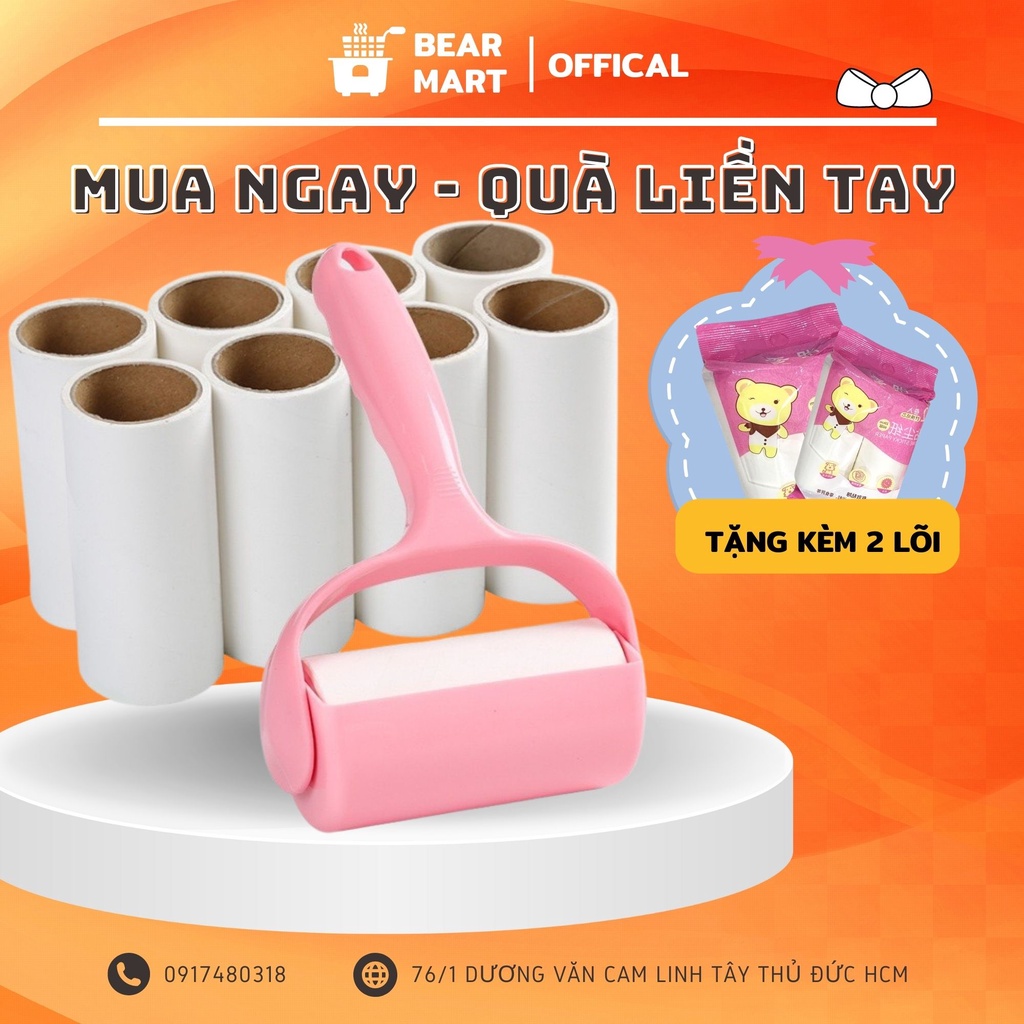 Cây lăn bụi quần áo tặng kèm 2 lõi thay thế lấy sạch bụi bẩn và các sợi lông vải, lông chó mèo dính trên quần áo, chăn n