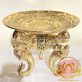 Đĩa Chò Trưng Trái Cây Thờ Cúng Bằng Đồng Cao 23cm