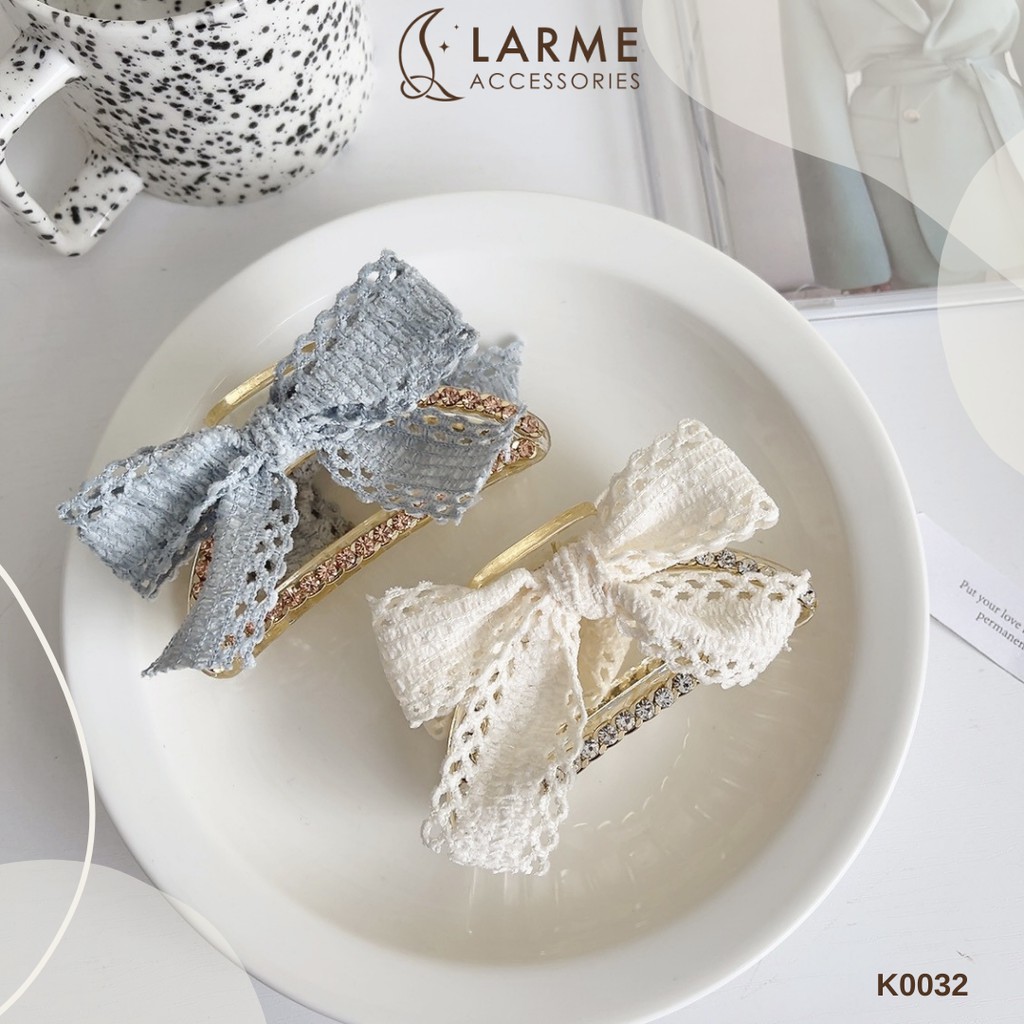 Kẹp tóc càng cua Hàn Quốc nơ đính đá sang trọng Larme accessrories - K0032
