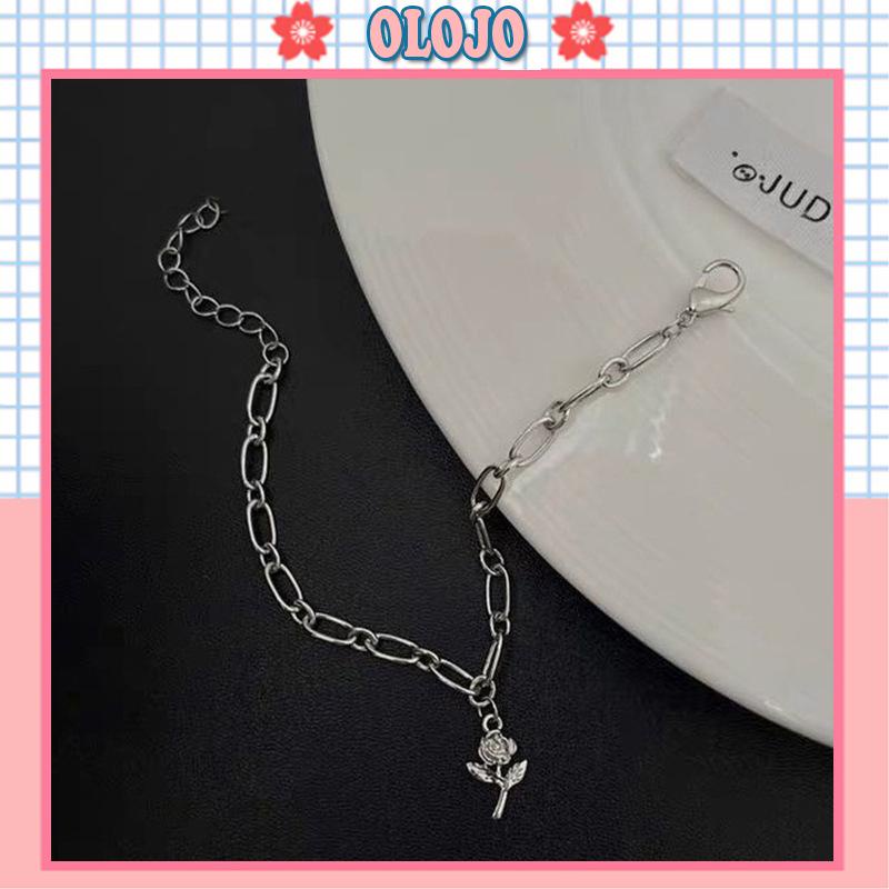 Lắc tay kim loại mặt hình hoa hồng thời trang cho nữ