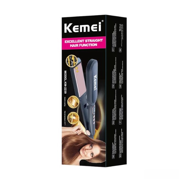 Máy Duỗi Tóc Bản Lớn Màn Hình LCD Cao Cấp Chỉnh Nhiệt Chống Rít Tóc Kemei Km 2239