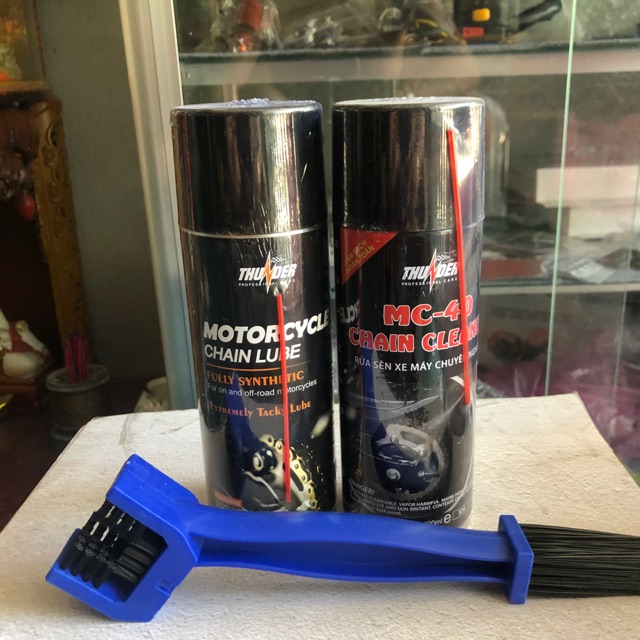 Combo dưỡng sên và rữa sên không văn THUNDER  motorcyle kèm bàn chải