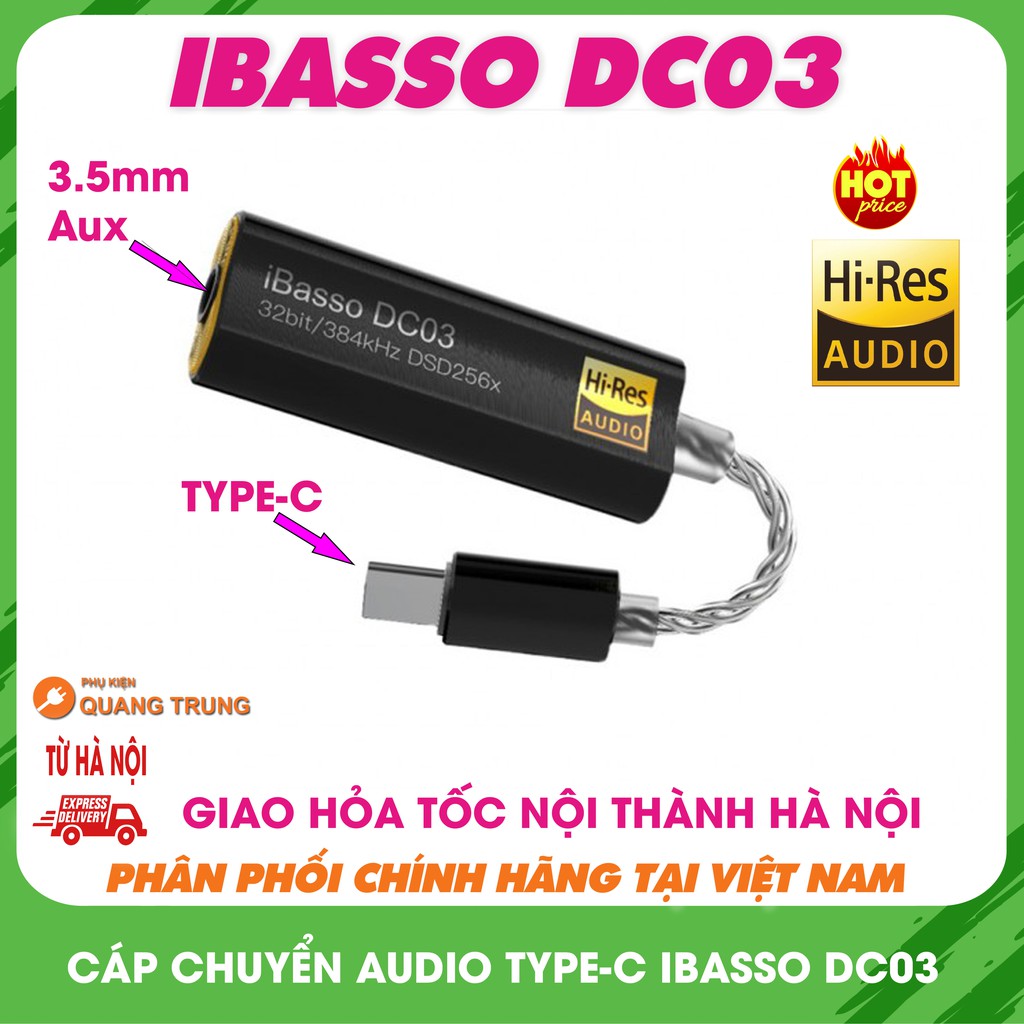 Cáp chuyển iBasso DC02,DC03 kiêm DAC 32bit,DSD 256x,nghe nhạc cực hay