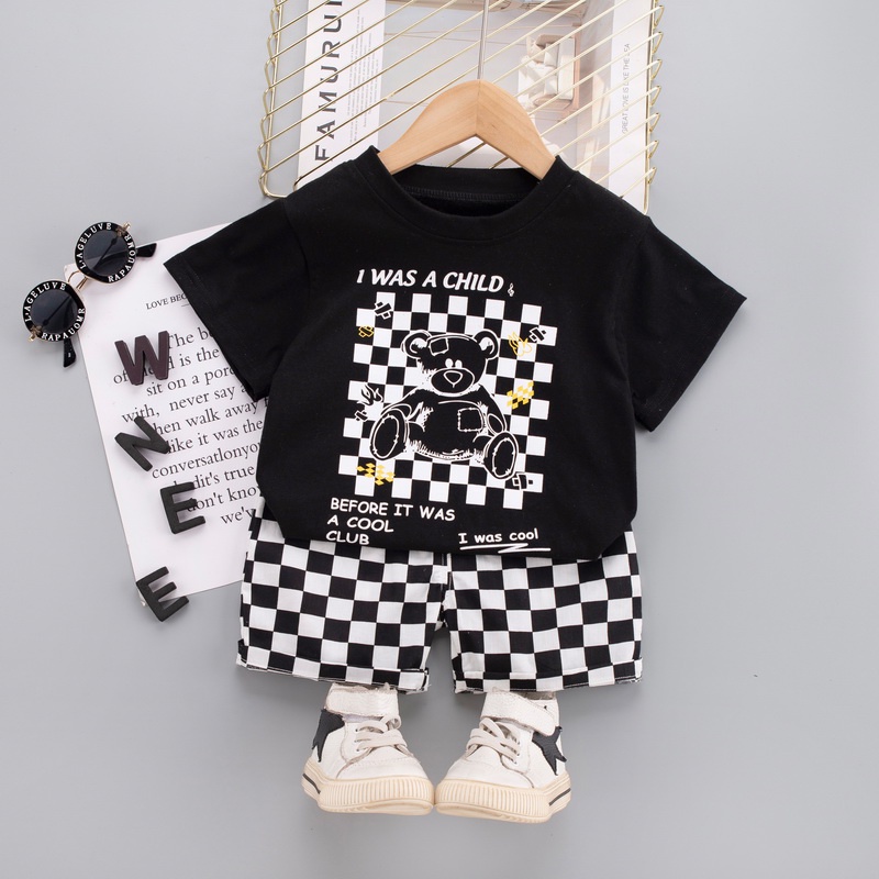 Bộ Trang Phục Thể Thao 2 Mảnh Gồm Áo Thun + Quần Short Kẻ Sọc Thời Trang Mùa Hè Cho Bé Trai Và Gái 1 2 3 4 5 Tuổi