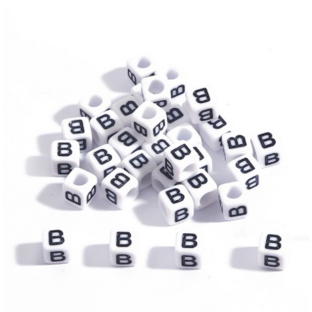 Bộ 100 hạt xâu làm trang sức hình chữ cái màu trắng 6x6mm