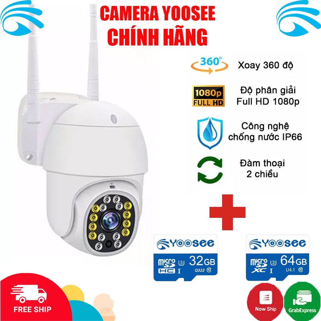 Camera YooSee PTZ mini xoay 360 - Full HD Siêu nét 2.0mpx kèm thẻ nhớ Yoosee 64GB/32GB - Cam kết chính hãng, bh 1 năm