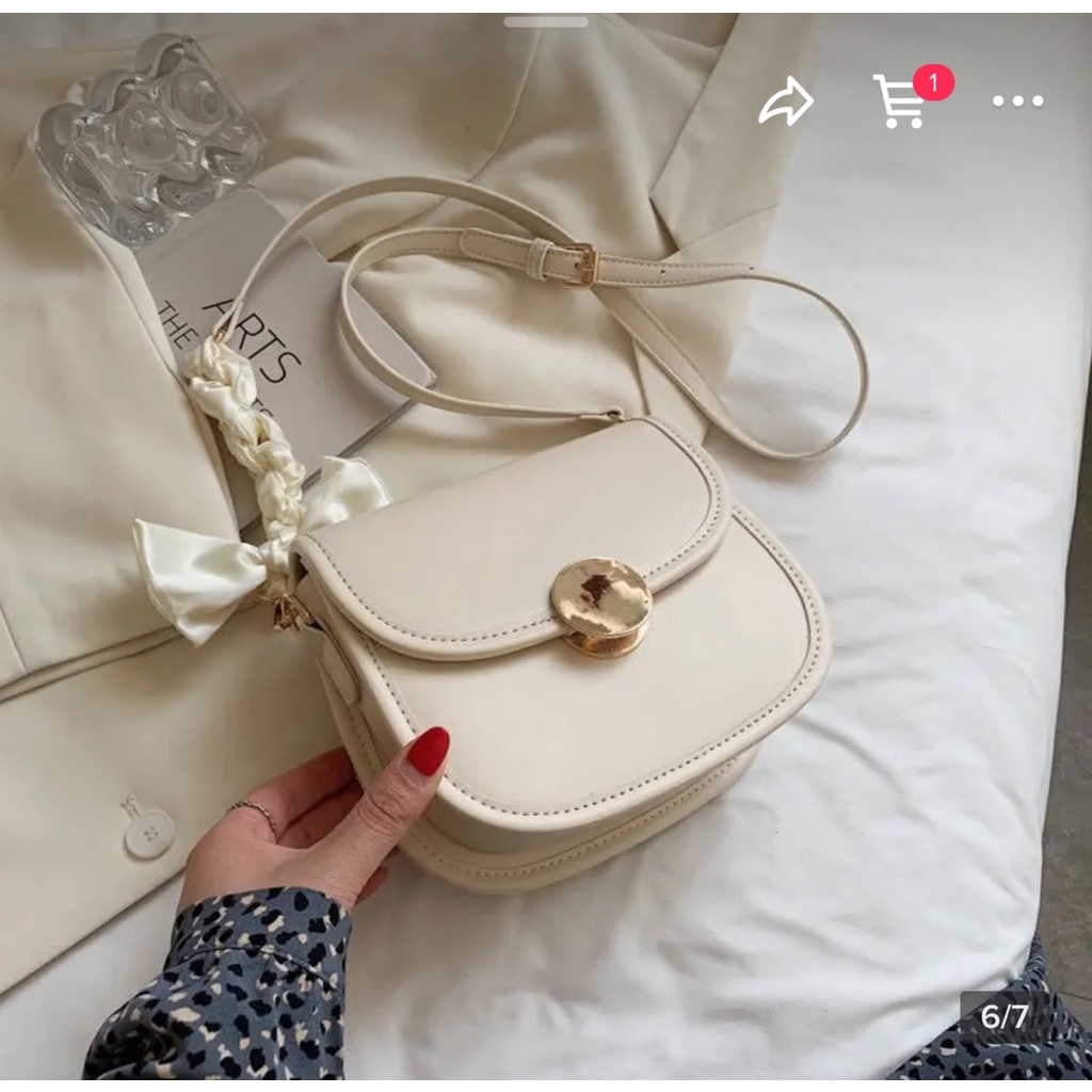 Túi xách nữ giá rẻ đeo chéo khóa tròn phối nơ Superbag668 261