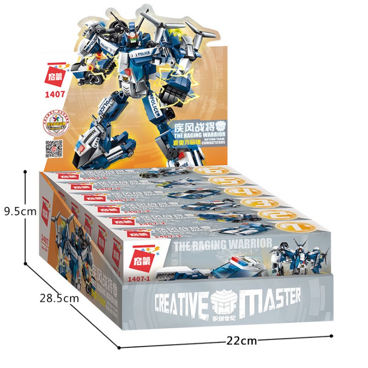 Bộ lắp ráp đồ chơi mô hình siêu nhân robot 6 trong 1 bằng nhựa cao cấp ENLIGHTEN No.1407