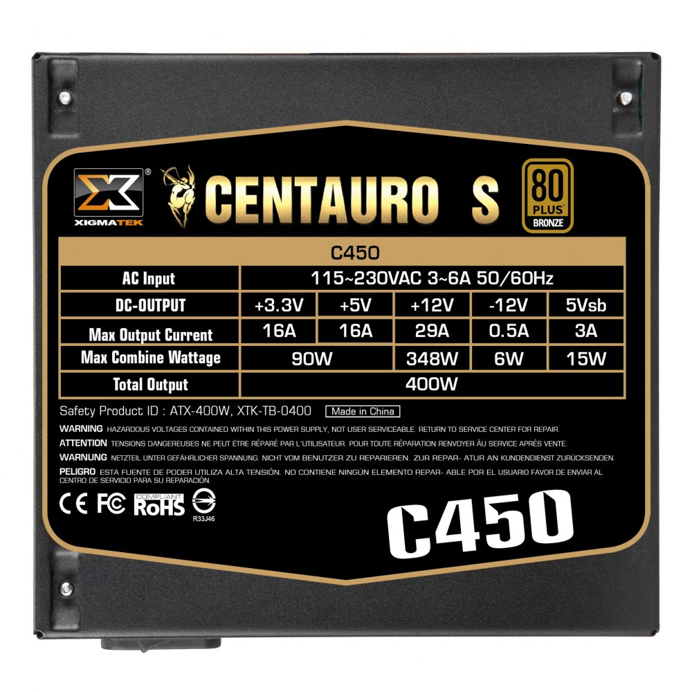 Nguồn máy tính: XIGMATEK CENTAURO CTS C450  - 80PLUS BRONZE