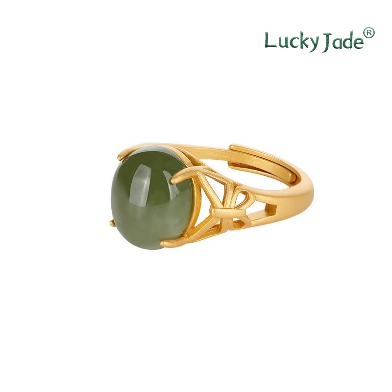 Nhẫn Mạ Bạc 925 Hình Bướm Rỗng Đính Đá Ngọc Bích