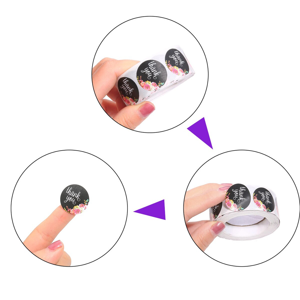 Set 500 nhãn dán tròn dùng cho trang trí đa chức năng xinh xắn