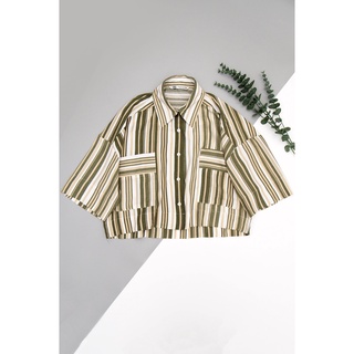 Áo Croptop sơmi sọc, hai túi trước ZR