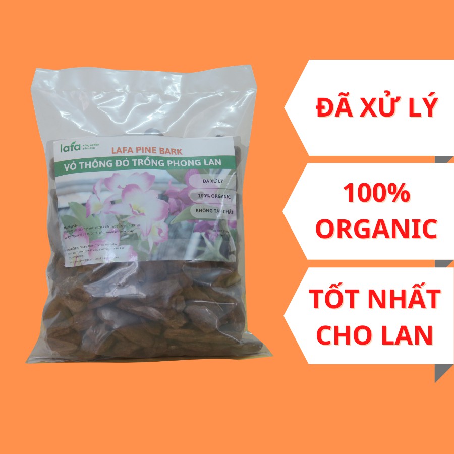 Vỏ thông đỏ trồng hoa lan LAFA PINE BARK túi 1kg giá thể trồng hoa lan đã qua xử lý