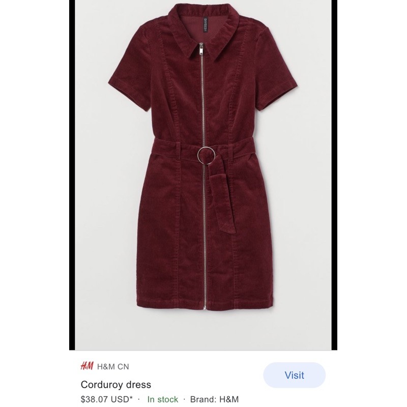 Váy đầm H**M Corduroy Dress XK