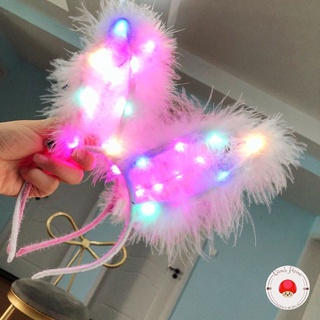 [ HOT ] Cài Tai Thỏ Lông Xù Có Đèn LED