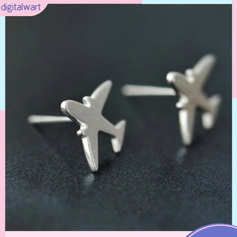 Đôi khuyên tai mạ bạc trang trí hình máy bay độc đáo