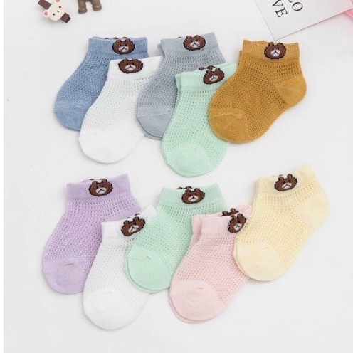 Set 5 Đôi Tất Lưới Cho Bé 1-12 Tuổi - Tất Lưới Gấu T91