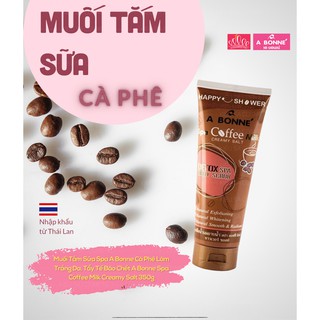 Muối tắm cà phê tẩy tế bào chết A Bonne Spa Coffee Milk Salt - Shower Formula, muối tắm cafe Thái Lan - Dạng Tuýp 350gr
