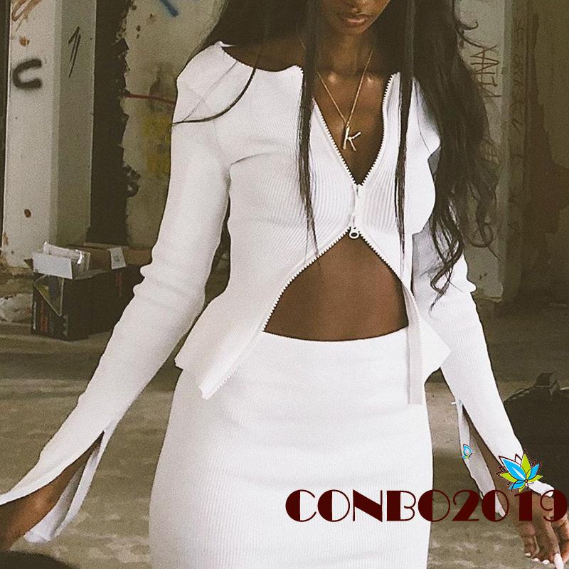 Áo Khoác Cardigan Dệt Kim Tay Dài Khoá Kéo Trước