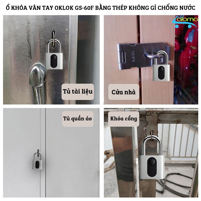 Ổ KHÓA VÂN TAY CỠ LỚN CẢM BIẾN 1 CHẠM OKLOK GS60F BẰNG THÉP KHÔNG GỈ CHỐNG NƯỚC CHỐNG PHÁ KHÓA - TẶNG 5 MÓC DÁN TRONG