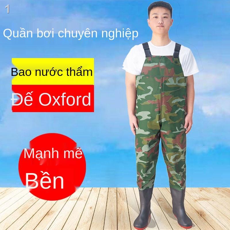 ✁♘Quần dài chống nước, nước toàn thân nam, áo một mảnh, nĩa da, đi mưa câu cá, ủng mưa, dày