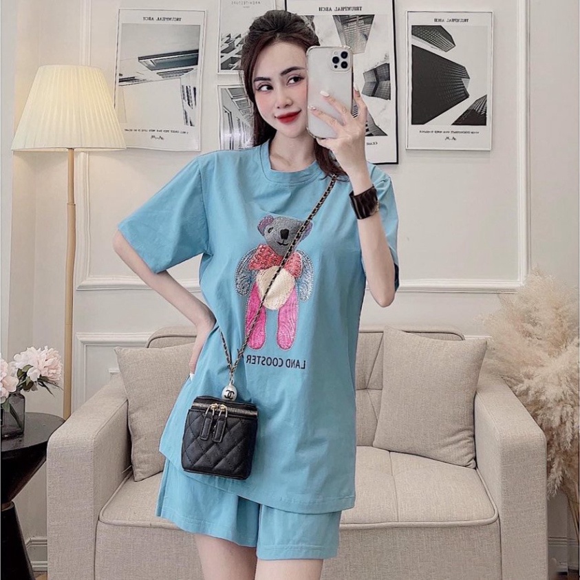 [HCM] Set bộ nữ, set đùi áo thun from rộng 60kg hoạ tiết teen chất cotton co dãn mịn mát SKUS-107
