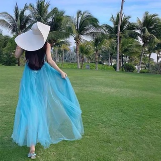Đầm Sát Nách Phối Lưới Thời Trang Đi Biển