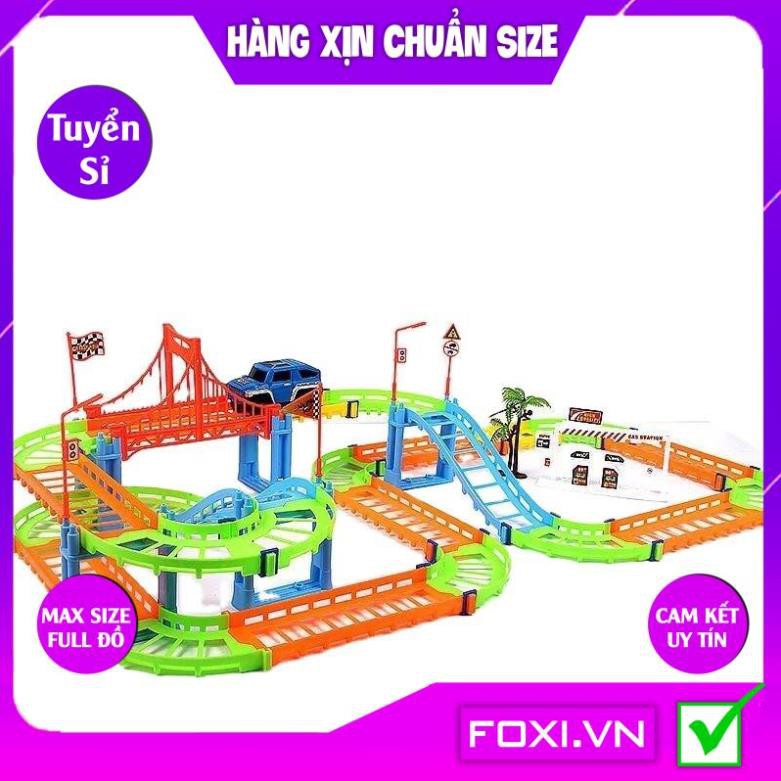 Mô hình lắp ráp đường ray xe lửa Foxi-Xếp hình tàu hỏa-tàu lượn siêu tốc-đa dạng và sáng tạo-Đồ chơi ô tô cho bé trai