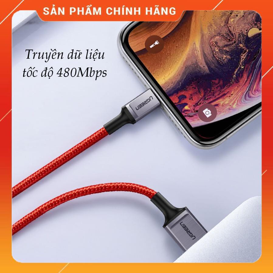 Dây sạc và truyền dữ liệu đầu cắm Lightning, vỏ bện nylon, cho iPhone, iPad, iPod dài 1m UGREEN 60185 dailyphukien