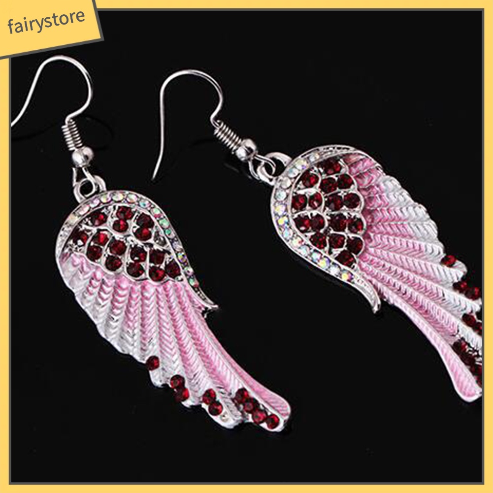 Bông Tai Hình Cánh Thiên Thần Đính Đá Thời Trang Cho Nữ