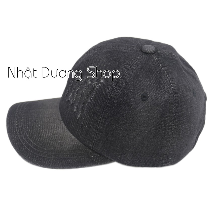 Nón kết jeans thời trang không thêu -  Đen, Jeans nhạt 2 xướt, phong cách, cá tính, phù hợp cho mọi người