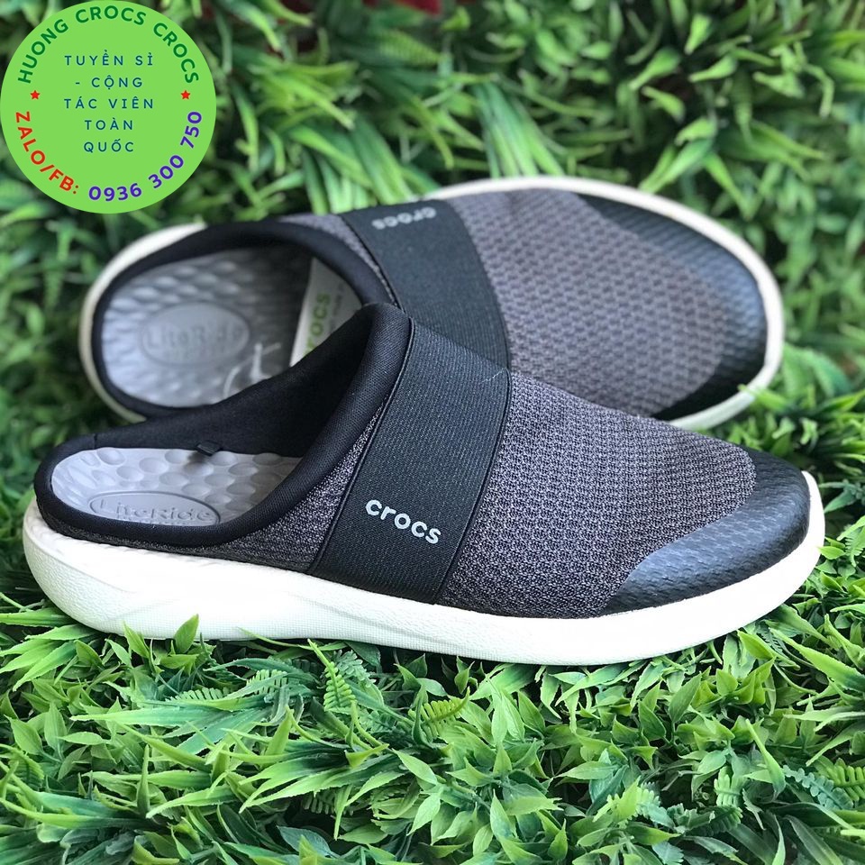 GIÀY SỤC LƯỜI CROCS VẢI LƯỚI LITERID MESH MULE CHO NAM MÀU ĐEN