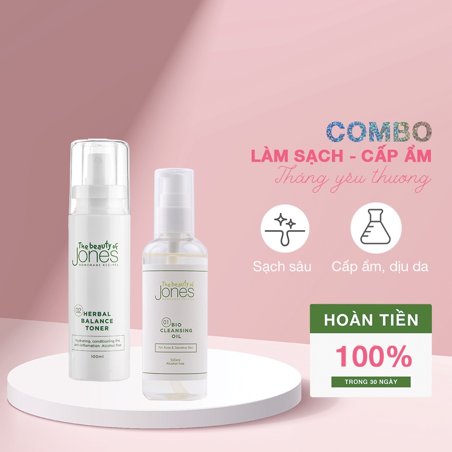 Bộ đôi làm sạch và cấp ẩm dành cho da dầu mụn The Beauty of Jones