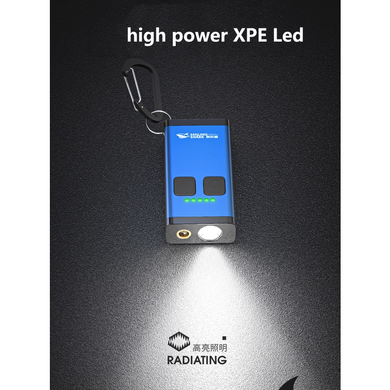 Đèn pin SMILING SHARK TIP015 laser ánh sáng đỏ USB sạc có móc khóa nhỏ gọn di động tiện lợi