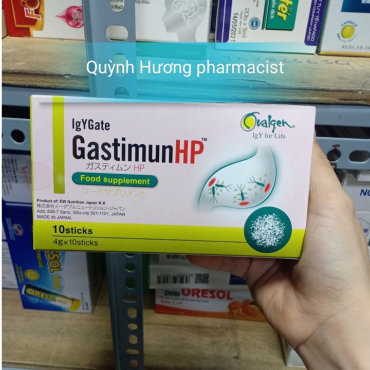 GASTIMUN HP hộp 10 gói hỗ trợ giảm nguy cơ viêm loét dạ dày,tá tràng