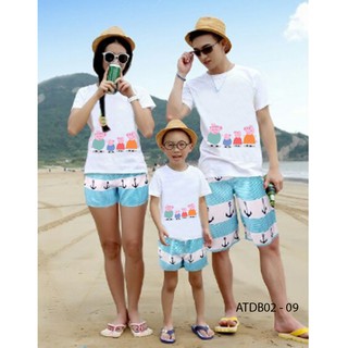 ÁO THUN ĐI BIỂN CHO GIA ĐÌNH HAY NHÓM IN HÌNH HÊU PEPPA - ATDB02