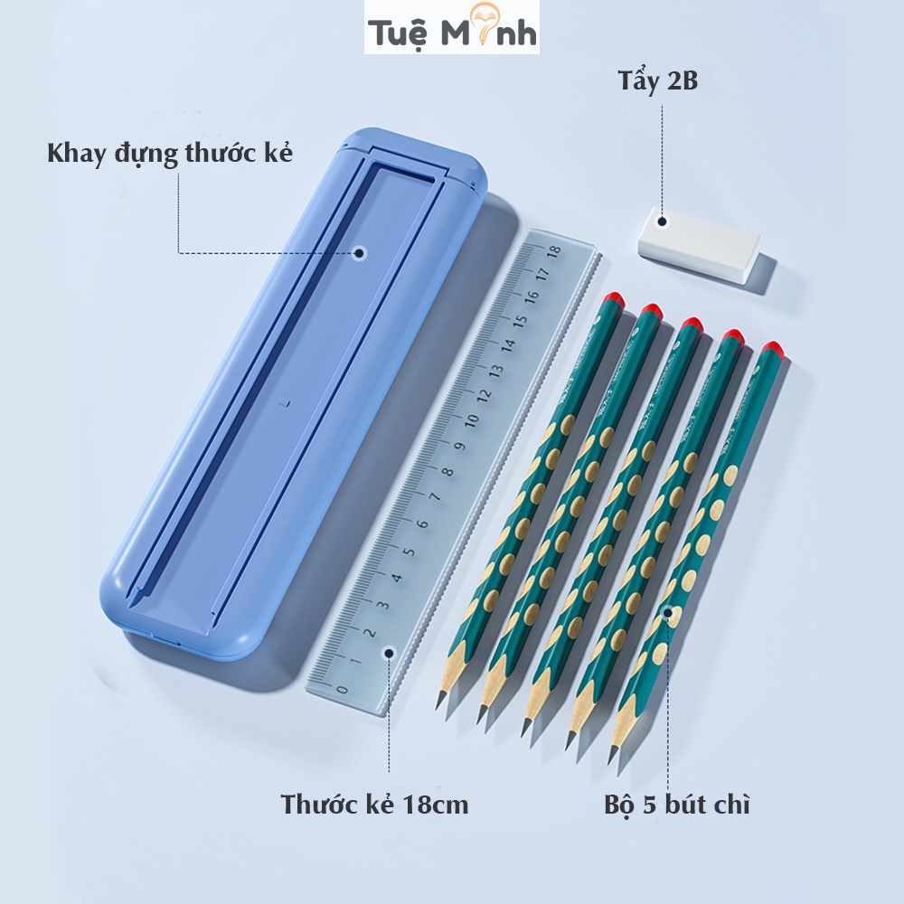 Bộ dụng cụ học tập bút chì, thước, tẩy cao cấp K43 set văn phòng phẩm học sinh chất lượng