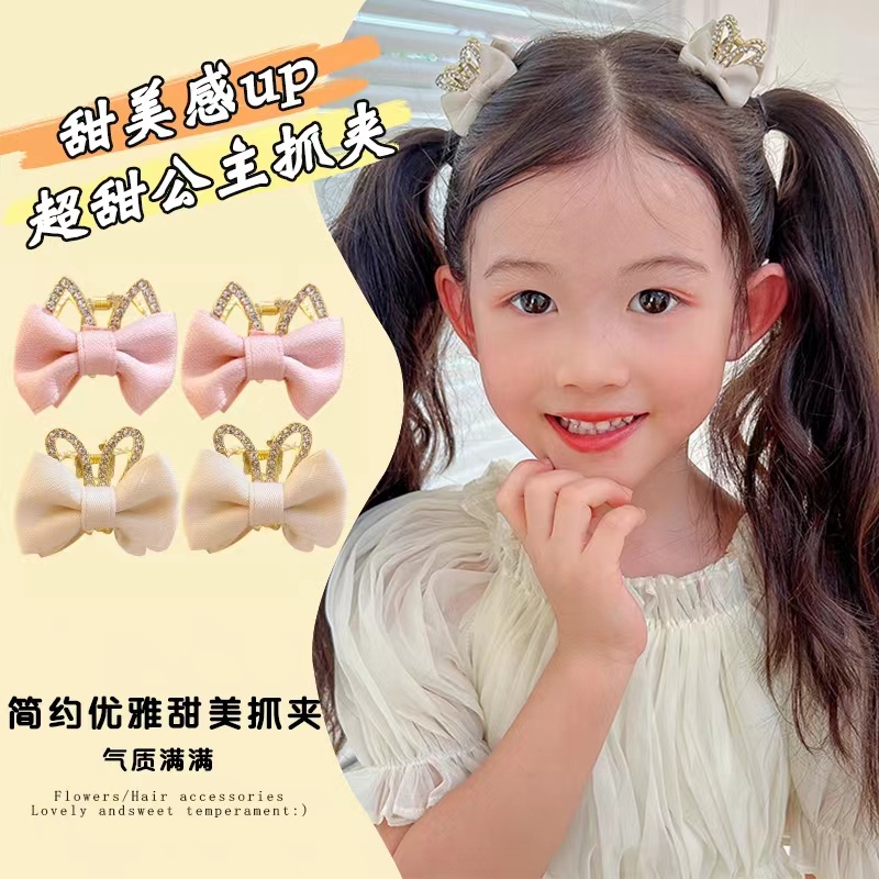 Kẹp Tóc Nơ Đính Đá Thời Trang Công Chúa Ba Chiều Cho Bé Gái