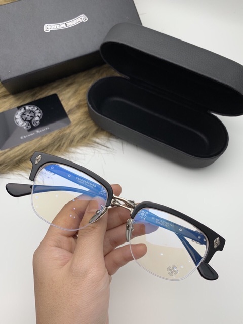 Kính gọng Chrome Hearts Nửa viền Cao cấp - Frame Japan logo bạc 925